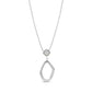 Silver stainless steel fluid drop necklace with mother of pearl square inlay pendant on adjustable chain