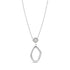 Silver stainless steel fluid drop necklace with mother of pearl square inlay pendant on adjustable chain