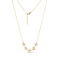 Gold stainless steel Starfish Stone Necklace with five cubic zirconia set starfish charms and adjustable chain length.