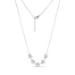 Silver stainless steel Starfish Stone Necklace with five cubic zirconia set starfish charms and adjustable chain length.