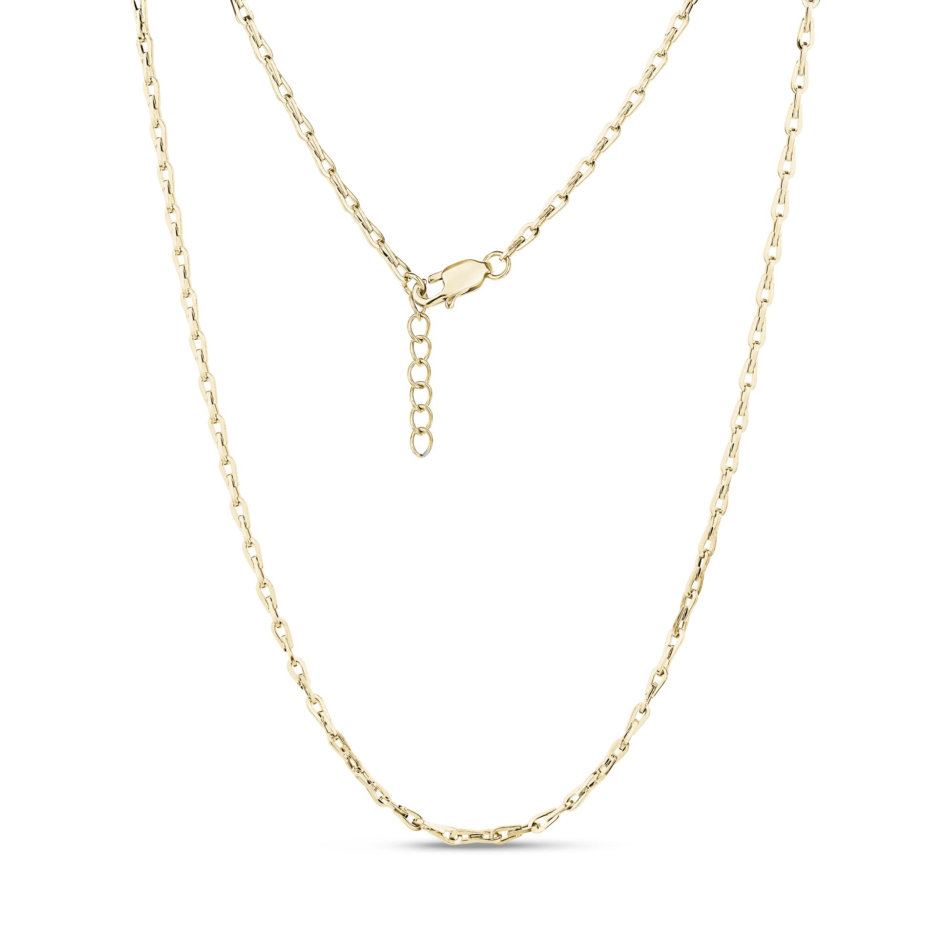 Gold fine link necklace with 2.5mm wide chain and adjustable lobster clasp closure