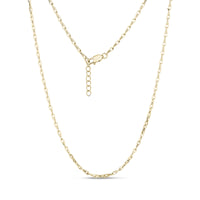 Gold fine link necklace with 2.5mm wide chain and adjustable lobster clasp closure