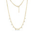 Gold floating stone chain necklace with 3mm links and clear stones, 16 inches plus 2-inch extension