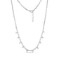 Silver floating stone chain necklace with 3mm links and clear stones, 16 inches plus 2-inch extension