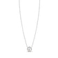 Silver stainless steel necklace with round mother of pearl pendant on white background