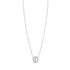 Silver stainless steel necklace with round mother of pearl pendant on white background