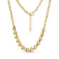 Gold bold heart statement necklace with 10mm wide polished heart links on 5mm Cuban link chain, 16 inch length plus 2 inch extension