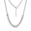 Silver bold heart statement necklace with 10mm wide polished heart links on 5mm Cuban link chain, 16 inch length plus 2 inch extension