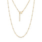 Station link chain necklace in gold stainless steel, delicate chain necklace laid flat