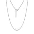 Station link chain necklace in silver stainless steel, fine link chain for layering