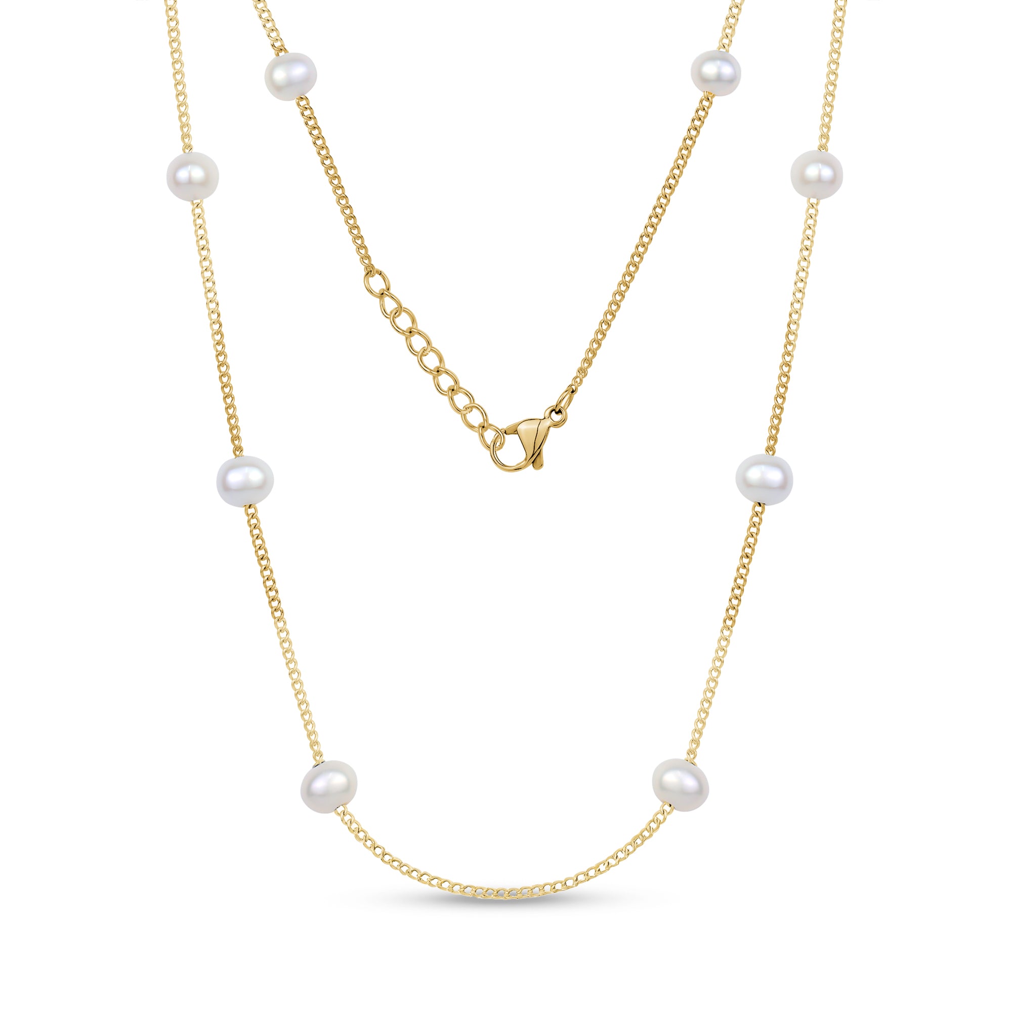 Minimalist Fresh Water Pearl Station Chain Necklace – The Steel Shop