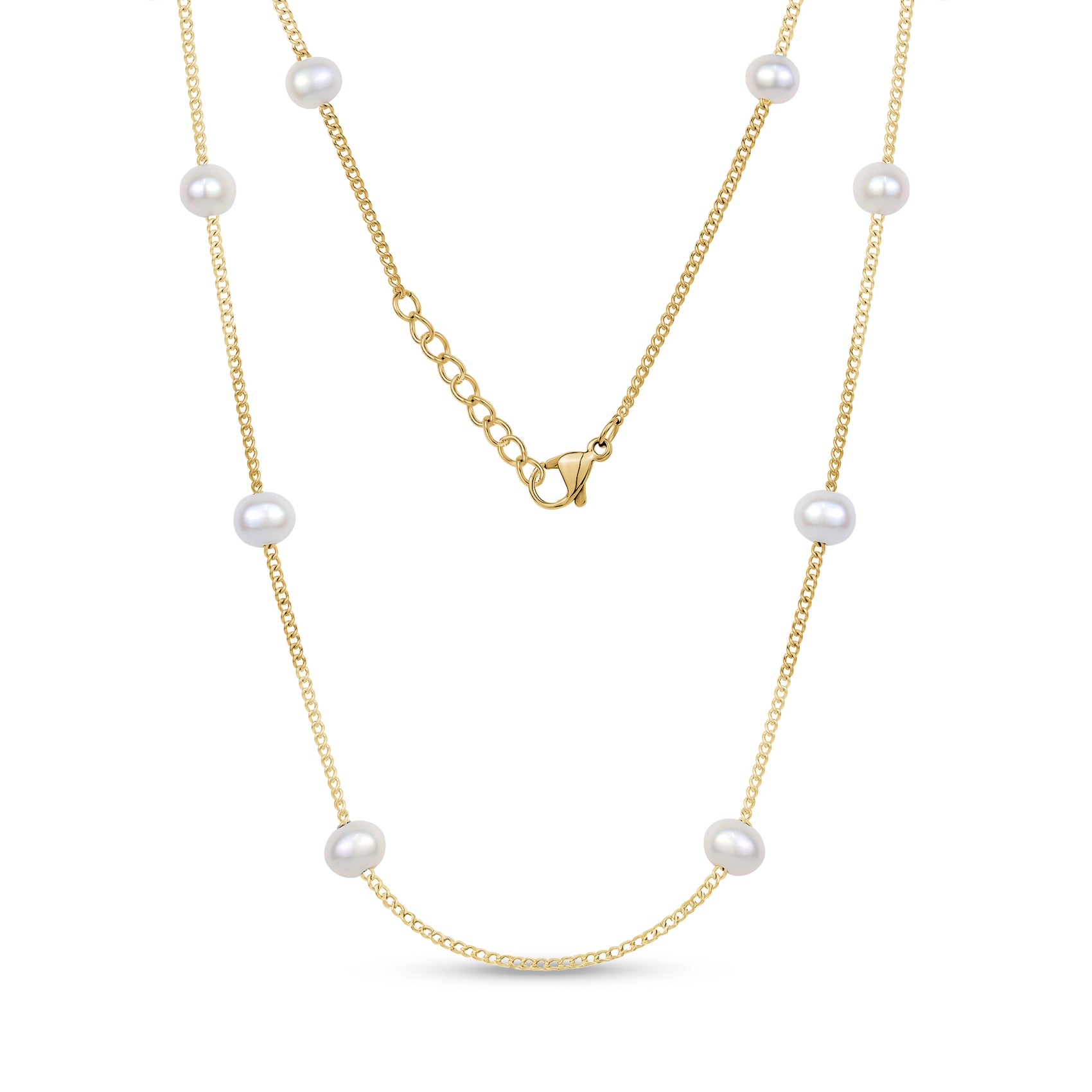 Minimalist Pearl Station Necklace - Women's Necklaces - The Steel Shop