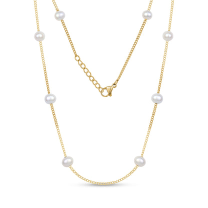 Minimalist Pearl Station Necklace - Women's Necklaces - The Steel Shop