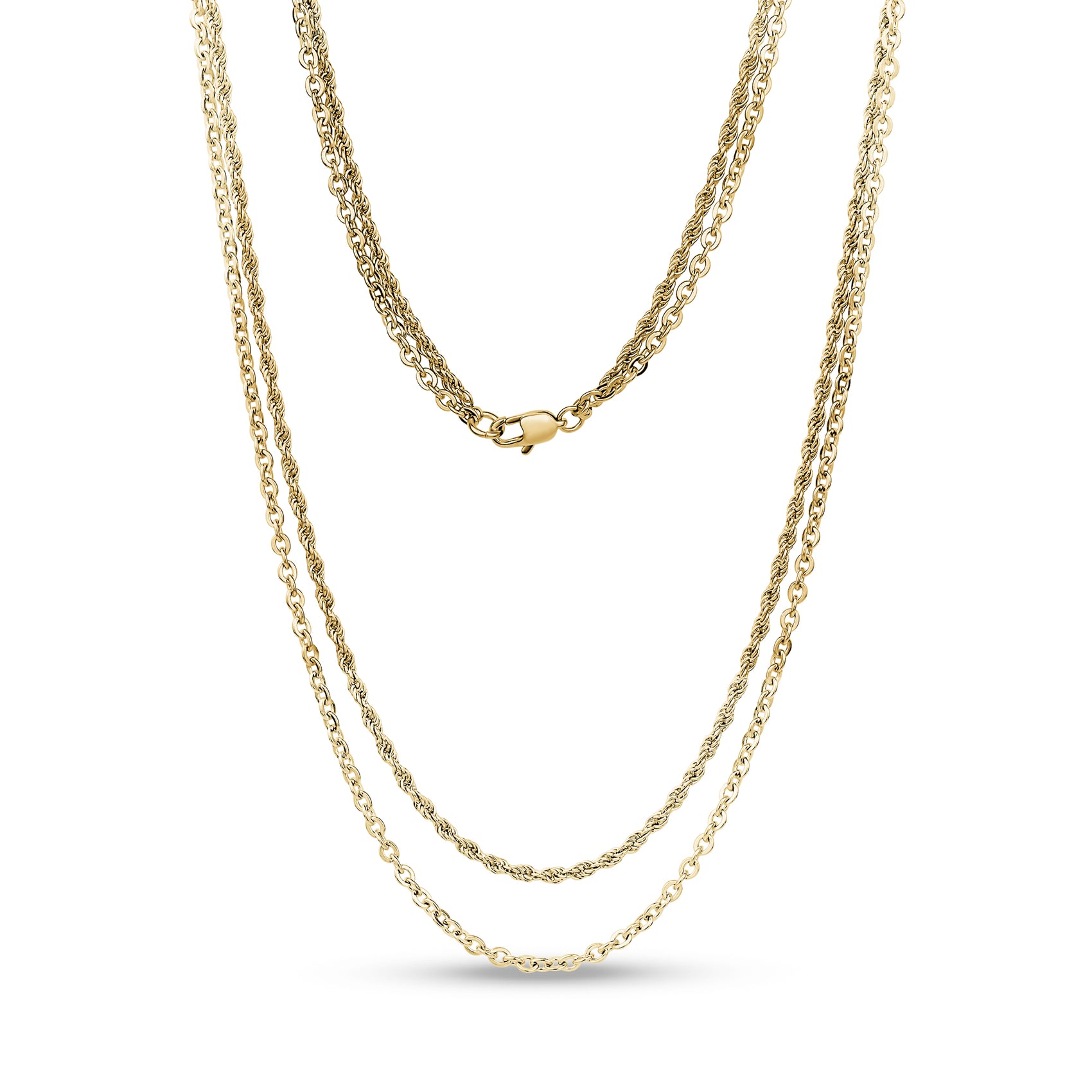 Layered Rope and Link Chain - Women's Necklaces - The Steel Shop