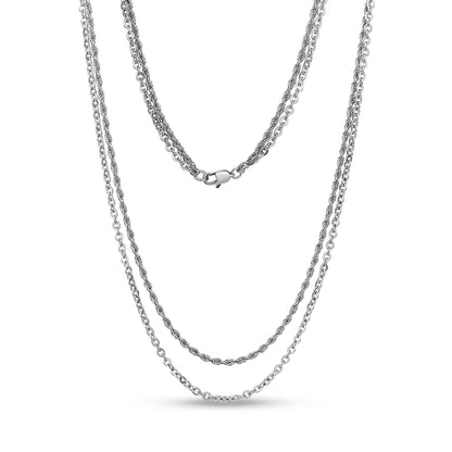 Layered Rope and Link Chain - Women's Necklaces - The Steel Shop