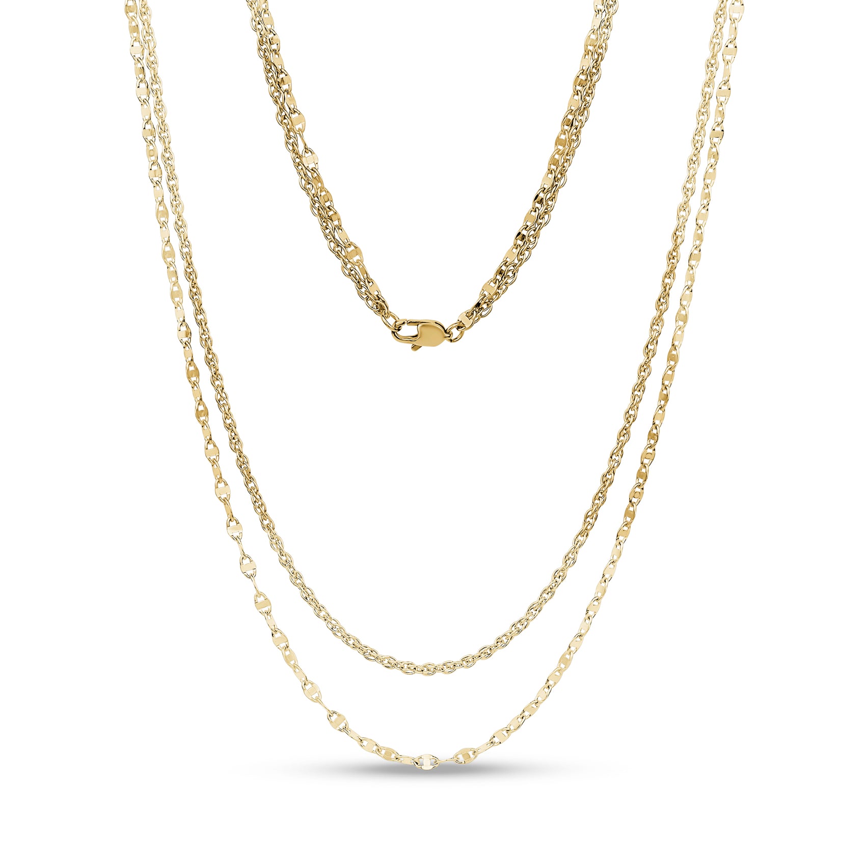 Layered Twist and Oval Link Chain - Women's Necklaces - The Steel Shop