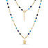 Gold stainless steel turtle bead necklace with colorful 4.5mm beads and adjustable chain