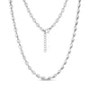 Silver polished oval link necklace with 6x4mm links and 16 inch length plus 2 inch extension