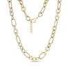 Gold-tone mixed link chain necklace with bold 9.5mm wide links and lobster clasp with extension chain