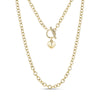 Gold stainless steel toggle necklace with 5mm links and 12mm heart pendant