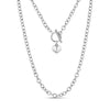 Silver stainless steel toggle necklace with 5mm links and 12mm heart pendant