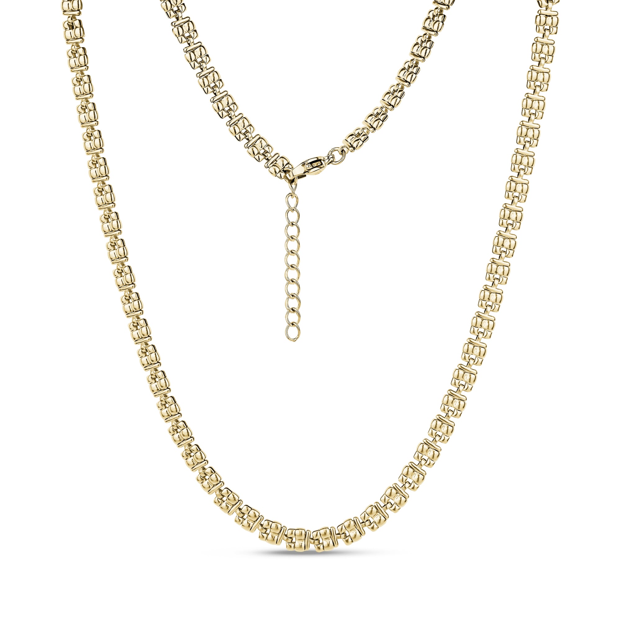 Sculpted Link 5mm Gold Necklace Adjustable Length – The Steel Shop