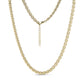 Gold sculpted link necklace with lobster clasp and adjustable extension chain on white background