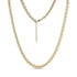 Gold sculpted link necklace with lobster clasp and adjustable extension chain on white background