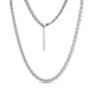 Silver sculpted link necklace with lobster clasp and adjustable extension chain on white background