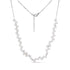 Silver-tone floating pearl chain necklace with 4mm shell pearls on a delicate stainless steel chain, featuring a lobster clasp and adjustable extension.