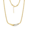 Gold-tone mother of pearl curved bar necklace with 16-inch chain and 2-inch extension