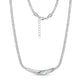 Silver mother of pearl curved bar necklace with 16-inch chain and 2-inch extension