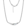 Silver mother of pearl curved bar necklace with 16-inch chain and 2-inch extension