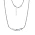 Silver mother of pearl curved bar necklace with 16-inch chain and 2-inch extension