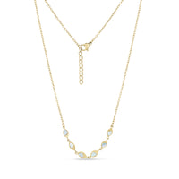 Gold marquise mother of pearl necklace with 16-inch chain and 2-inch extension