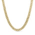 Close-up of textured stainless steel Cuban link necklace in gold color with lobster clasp