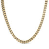 Polished block link necklace in gold stainless steel with 7mm width and 16 inch length plus 2 inch extension