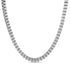 Polished block link necklace in silver stainless steel with 7mm width and 16 inch length plus 2 inch extension