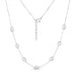 Silver sleek oval dome linked necklace with adjustable chain clasp on white background