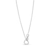 Silver infinity heart pendant necklace with crystal stones on a delicate chain with extension