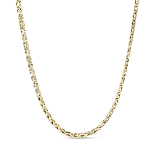 Gold interlaced link necklace with 5mm wide chain and 16 inch length plus 2 inch extension