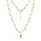 Gold stainless steel star link necklace with 9mm heart charm pendant and adjustable chain