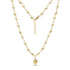 Gold stainless steel star link necklace with 9mm heart charm pendant and adjustable chain