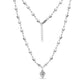 Silver stainless steel star link necklace with 9mm heart charm pendant and adjustable chain