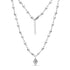 Silver stainless steel star link necklace with 9mm heart charm pendant and adjustable chain