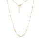 Gold-tone stainless steel necklace featuring five small cross charms with beaded chain, adjustable lobster clasp closure.