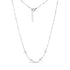 Silver stainless steel necklace with five small cross charms and beaded chain detailing, showing adjustable lobster clasp.