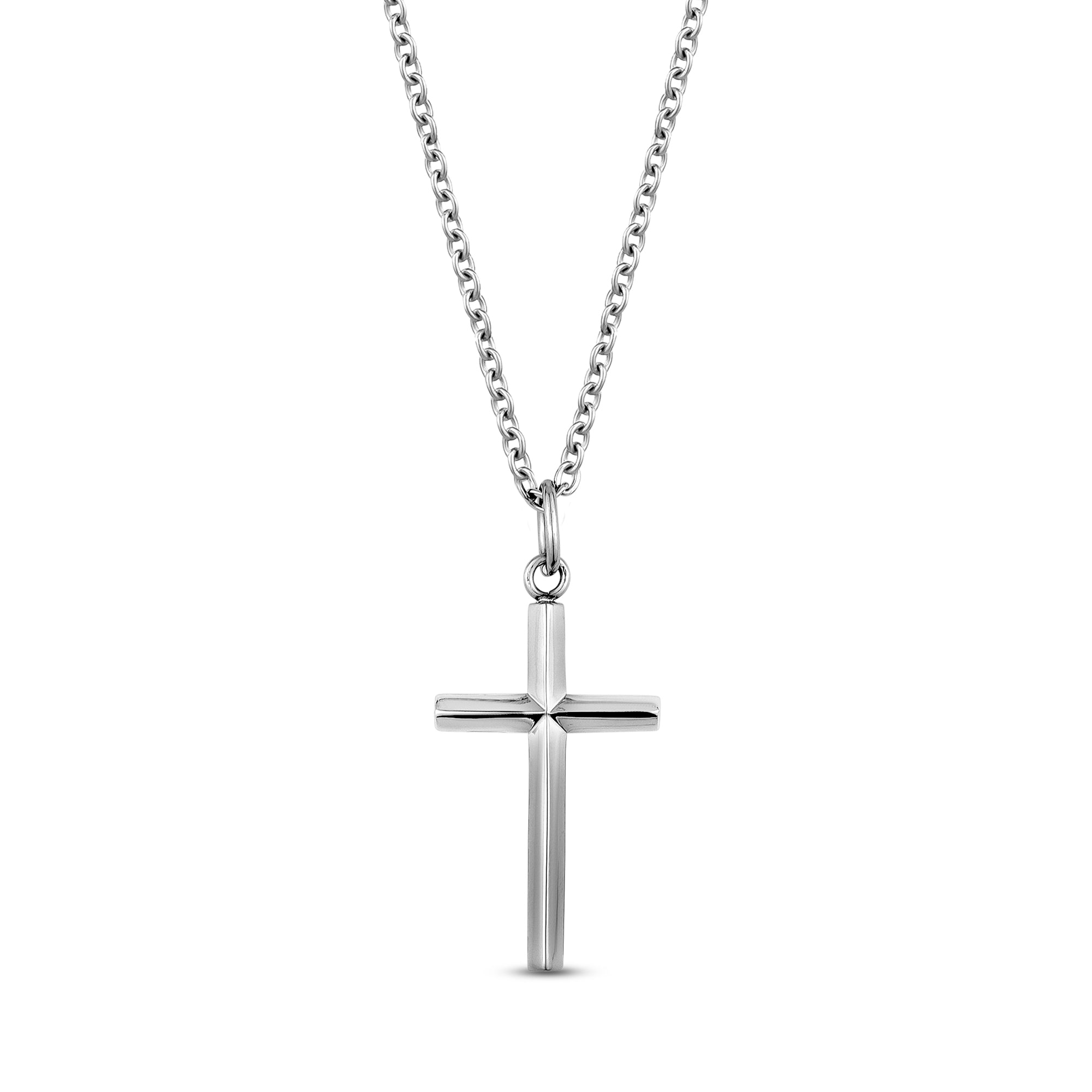 Cross Necklace for Men, Silver Black Gold Stainless Steel Plain Cross –  Gift shop of holy objects