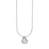 Silver flower pendant necklace featuring a 5mm shell pearl centered on a 14mm wide flower design with 1mm snake chain