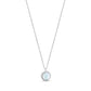 Silver stainless steel women's pendant necklace with round 12mm mother of pearl centerpiece on 16-inch chain with extension